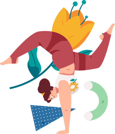 Girl Doing Morning Yoga  Illustration