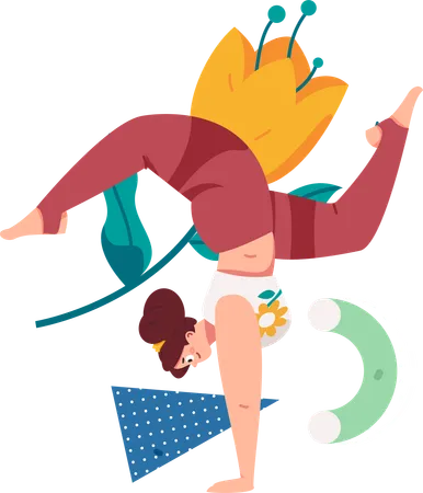 Girl Doing Morning Yoga  Illustration