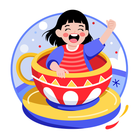 Girl doing Mug ride  Illustration