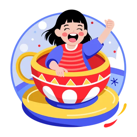 Girl doing Mug ride  Illustration