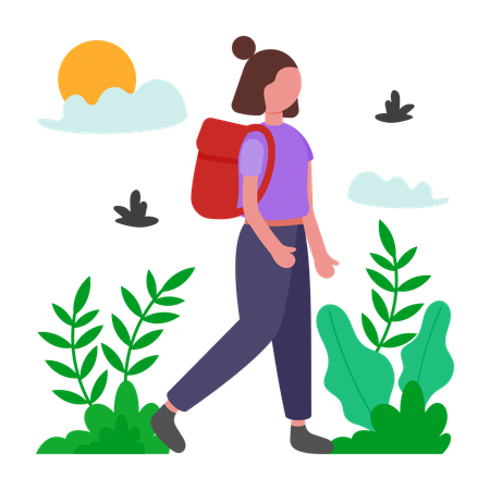 Girl doing Nature Walk  Illustration