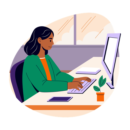 Girl doing Office work  Illustration