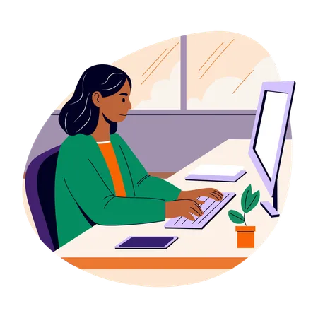 Girl doing Office work  Illustration