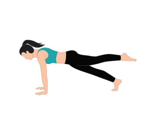 Girl doing one leg plank  Illustration