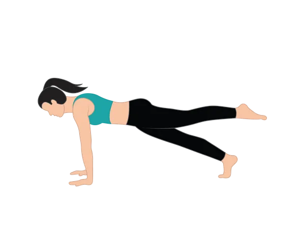 Girl doing one leg plank  Illustration