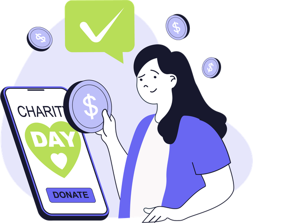Girl doing online charity  Illustration