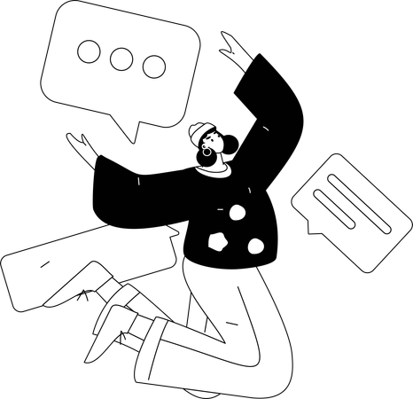 オンラインチャットをしている女の子  イラスト