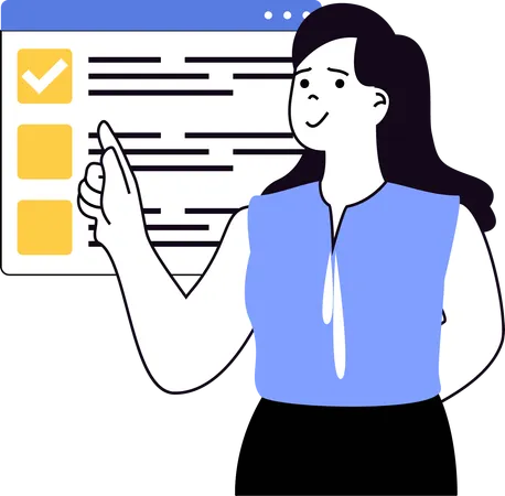 Girl doing online checkmark  Illustration