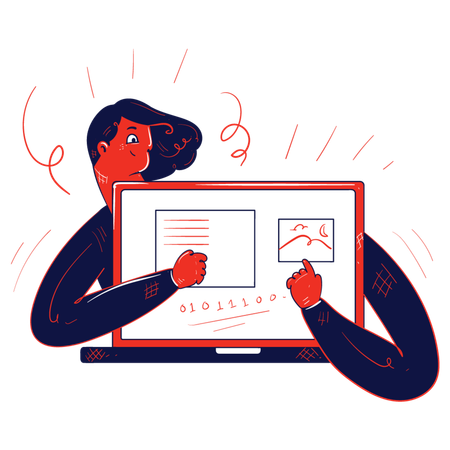 Girl doing online coding  Illustration
