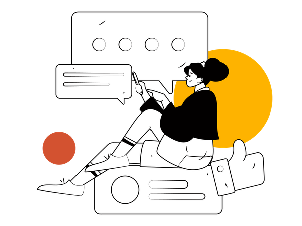 Girl doing online comment  Illustration