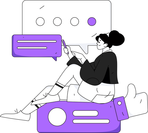 Girl doing online comment  Illustration