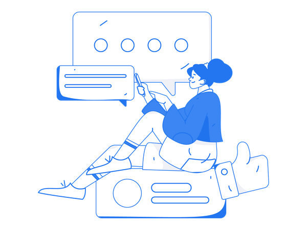 Girl doing online comment  Illustration