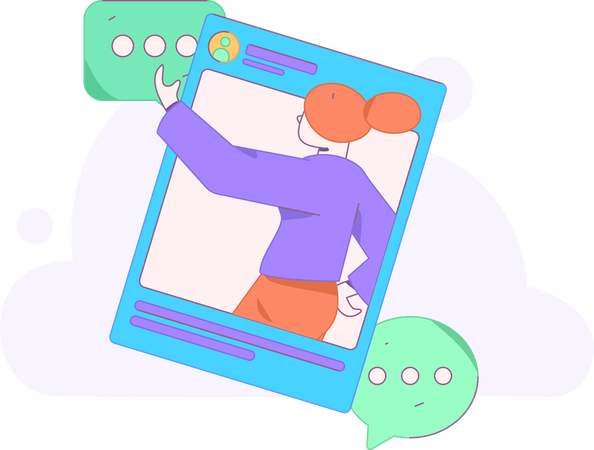 Girl Doing Online Conversation  Illustration