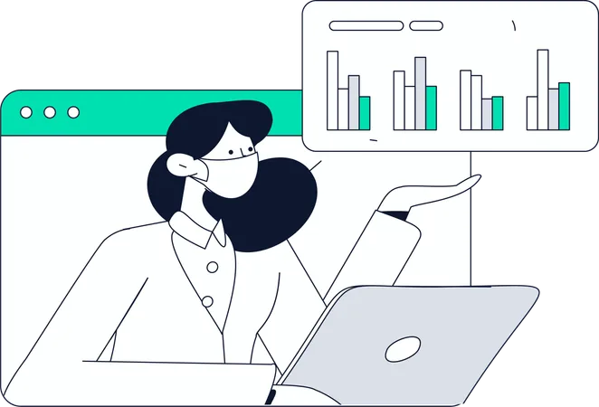 Girl doing online data exploration  Illustration