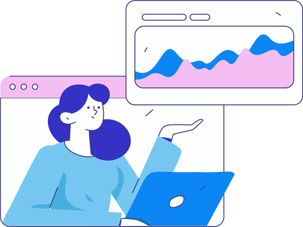 Girl doing online data exploration  Illustration