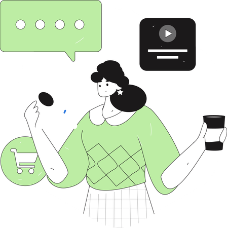 Girl doing online data investigation  Illustration