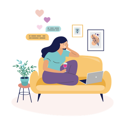 Girl doing online dating  Illustration