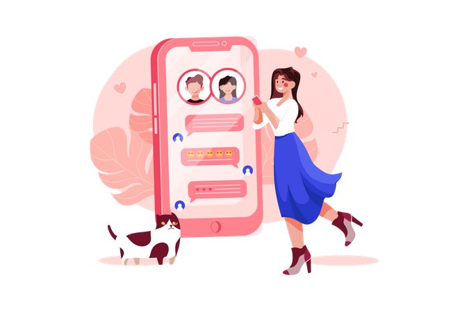 Girl doing Online Dating  Illustration