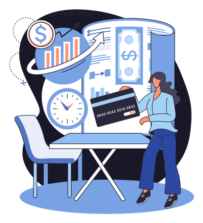 Girl doing online digital transaction  Illustration