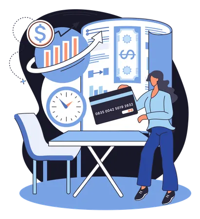 Girl doing online digital transaction  Illustration