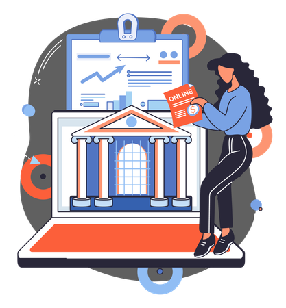 Girl doing online digital transaction  Illustration