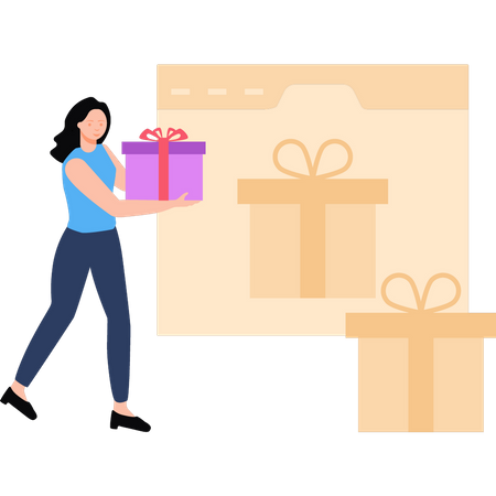 Girl doing online gift shopping  Illustration