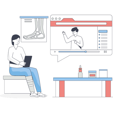 Girl doing online medical consultation  Illustration