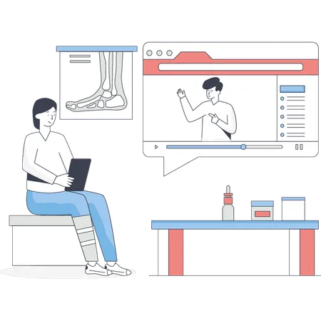 Girl doing online medical consultation  Illustration