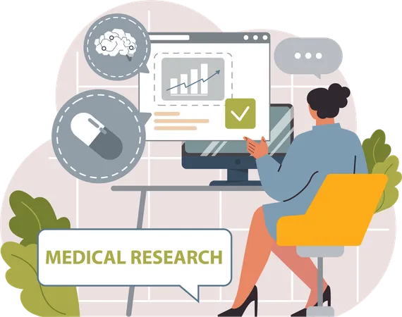 Girl doing online medical research  Illustration