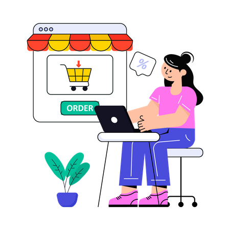 Girl doing Online Order  Illustration