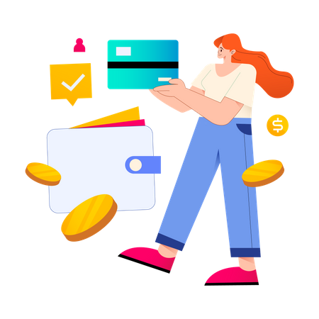 Girl doing online payment  Illustration