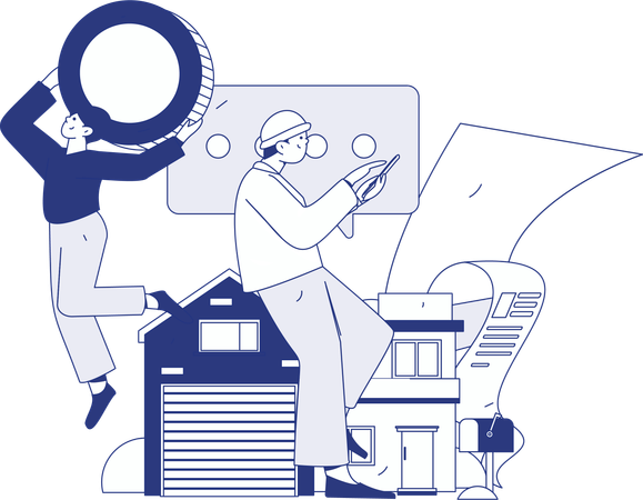 Girl doing online property investment  Illustration