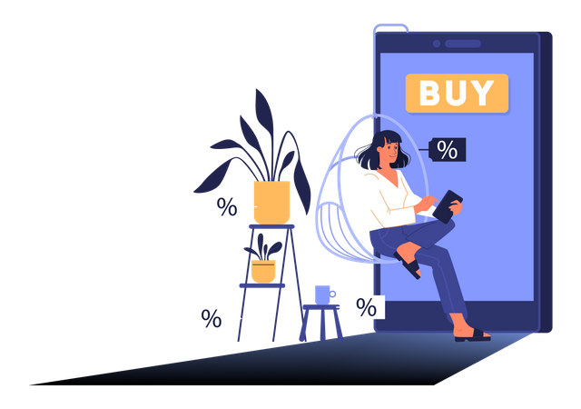 Girl doing online purchase  Illustration