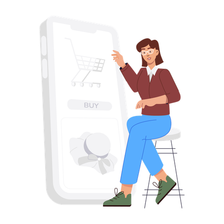 Girl doing online purchase  Illustration