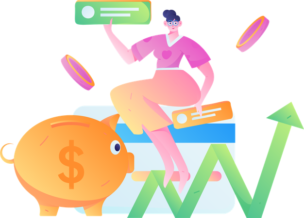 Girl doing online savings  Illustration