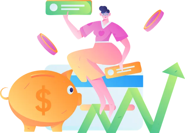 Girl doing online savings  Illustration