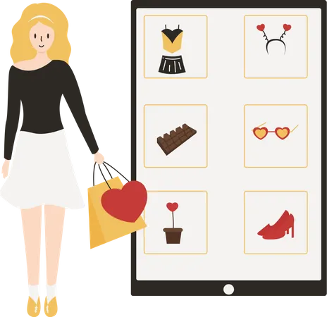 Girl doing Online shopping Illustration