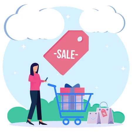 Illustration Vector Graphic Cartoon Character Of Ecommerce And Shopping Illustration