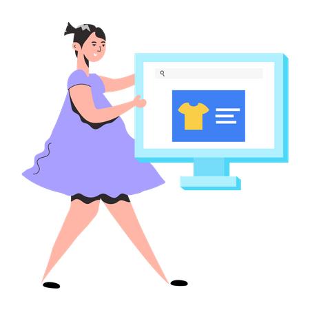 Girl doing Online Shopping  Illustration