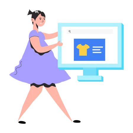 Girl doing Online Shopping  Illustration
