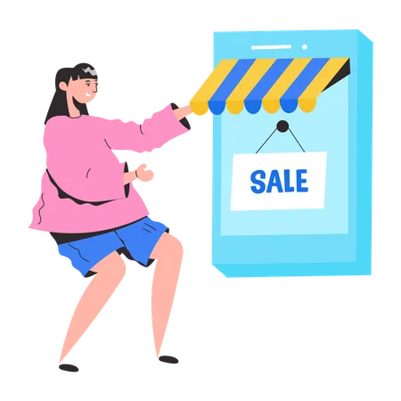 Flat Illustration Of Shopping Sale Illustration