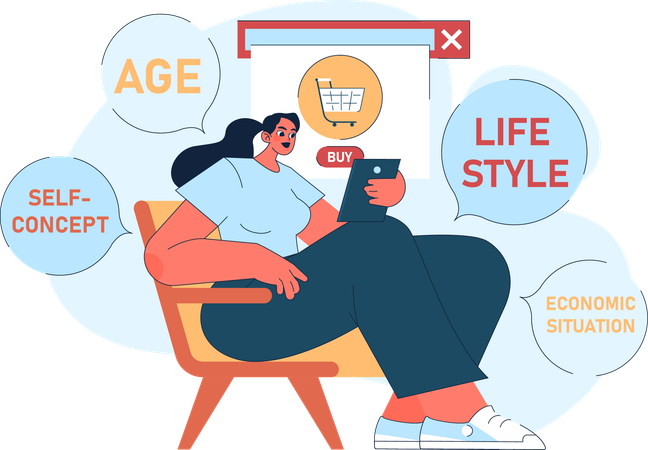 Girl doing online shopping  Illustration