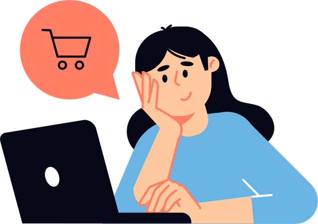 Girl doing online shopping  Illustration