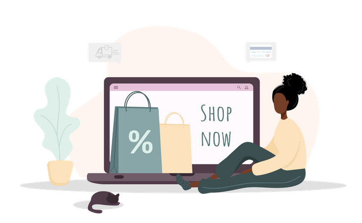 Girl doing online shopping  Illustration