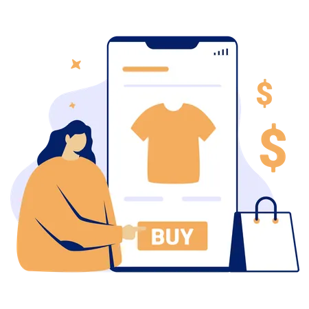 Girl doing online shopping  Illustration