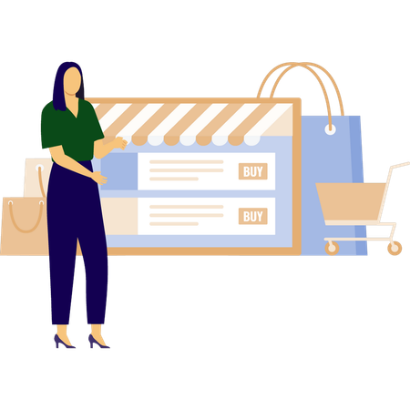 Girl doing online shopping  Illustration