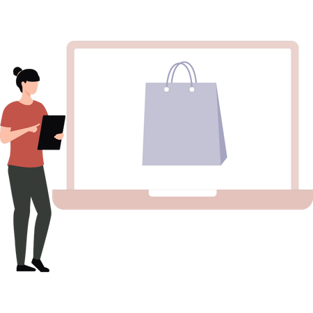 Girl doing online shopping  Illustration