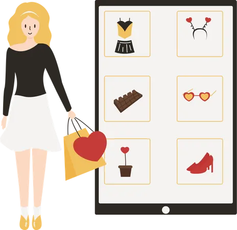 Girl doing Online shopping  Illustration