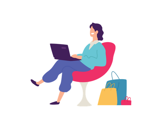 Girl doing online shopping  Illustration