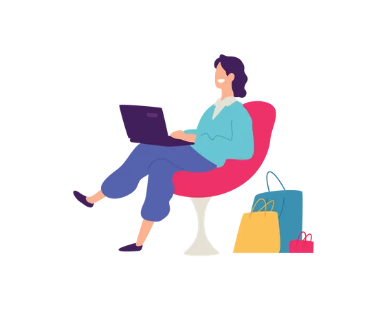 Girl doing online shopping  Illustration